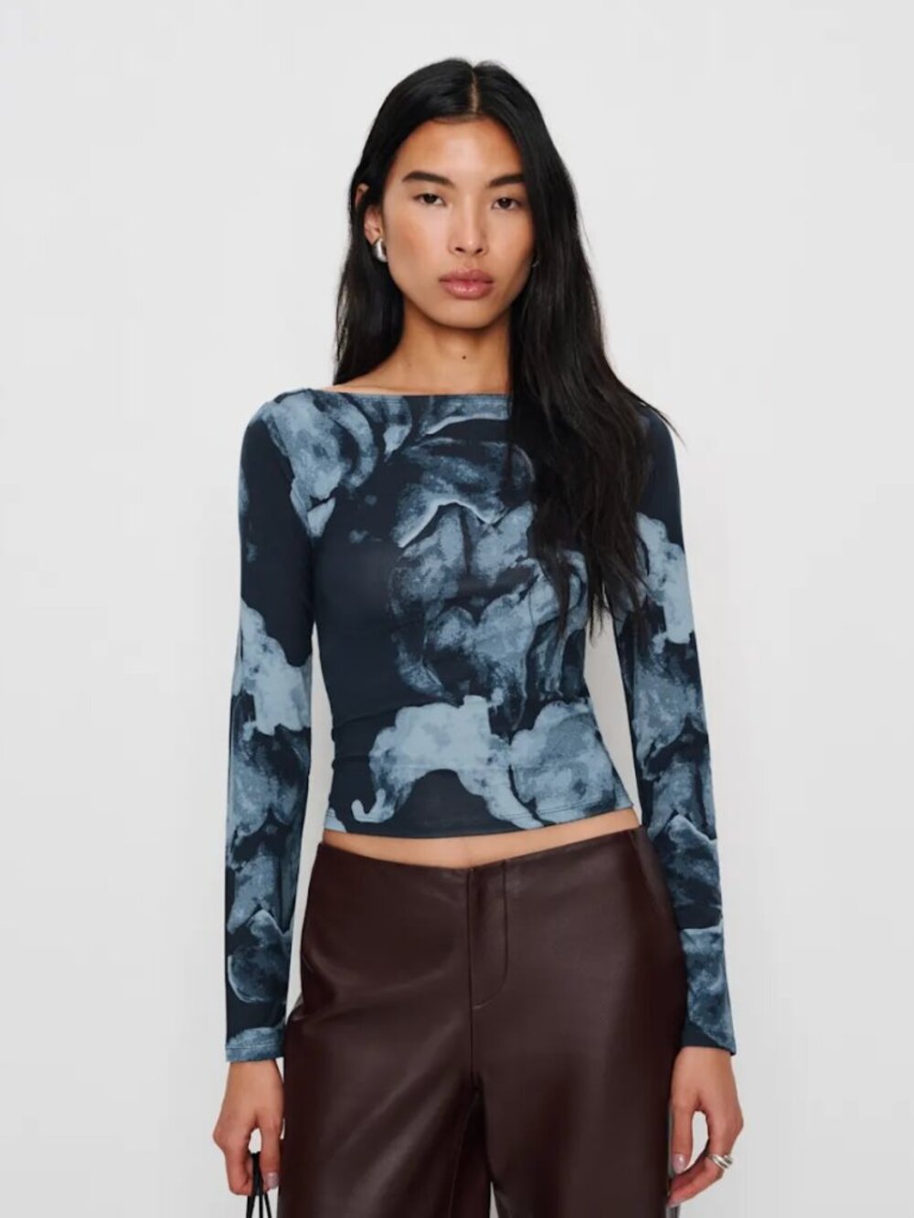 Reformation Wiley Top in Midnight Rose